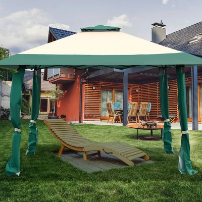 Costway 13'x13' Gazebo Canopy Shelter Awning Tent Patio Garden Green 4 Costway 13'x13' Gazebo Canopy Shelter Awning Tent Patio Garden Green - Image 2