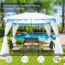 Costway 2 Tier 10'x10' Patio Gazebo Canopy Tent Steel Frame Shelter Awning W/Side Walls -Coleman Camp Shop GUEST 0aa06ac8 6377 4ce1 b823 12f2f875468f