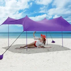 Costway Family Beach Tent Canopy W/4 Poles Sandbag Anchors 10'x9' UPF50+ Purple/Green/Blue -Coleman Camp Shop GUEST 0f335fa3 5576 412a 9395 cc77ce401603