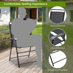 Costway 4PCS Outdoor Patio Folding Chair W/Armrest Portable Camping Lawn Garden -Coleman Camp Shop GUEST 107bf921 735b 4794 93e8 f1a6a0fa20aa