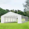 Outsunny 20' X 40' Large Outdoor Carport Canopy Party Tent With Removable Protective Sidewalls & Versatile Uses, White