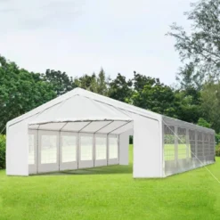 Outsunny 20' X 40' Large Outdoor Carport Canopy Party Tent With Removable Protective Sidewalls & Versatile Uses, White