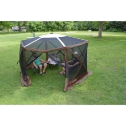 CLAM Quick-Set Escape 12 X 12 Foot Sky Screen Pop Up Camping Outdoor Gazebo 6 Sided Canopy Shelter + 6 Pack Of Wind And Sun Panels, Brown -Coleman Camp Shop GUEST 12fb0704 9a5b 4d7b 8e49 1793c03277bf