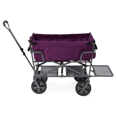 Mac Sports Double Decker Heavy Duty Steel Frame Collapsible Outdoor Utility Garden Cart Wagon With Lower Storage Shelf And 150 Pound Capacity, Purple 4 Mac Sports Double Decker Heavy Duty Steel Frame Collapsible Outdoor Utility Garden Cart Wagon With Lower Storage Shelf And 150 Pound Capacity, Purple - Image 2