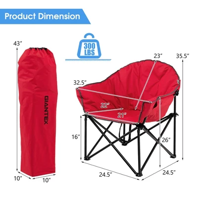 2 PCS Oversized Folding Padded Camping Moon Saucer Chair Bag Outdoor Fishing RedNavy BrownGrey 4 2 PCS Oversized Folding Padded Camping Moon Saucer Chair Bag Outdoor Fishing RedNavy BrownGrey - Image 2
