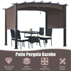 Tangkula Outdoor Retractable Pergola 10 X 10ft Patio Pergola Gazebo Sun Shade Shelter Canopy W/Heavy Duty Steel Frame For Beach -Coleman Camp Shop GUEST 2996ca2d fa42 4dde 86a1 d07e1166a435