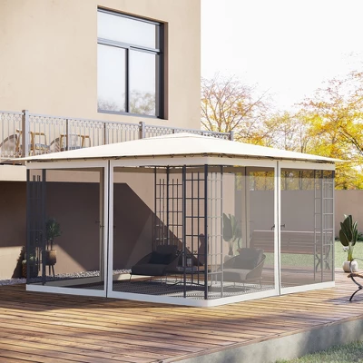 Outsunny 12' X 12' Replacement Mesh Sidewall Netting For Patio Gazebos And Canopy Tents With Zippers (Sidewall Only), Cream 4 Outsunny 12' X 12' Replacement Mesh Sidewall Netting For Patio Gazebos And Canopy Tents With Zippers (Sidewall Only), Cream - Image 2