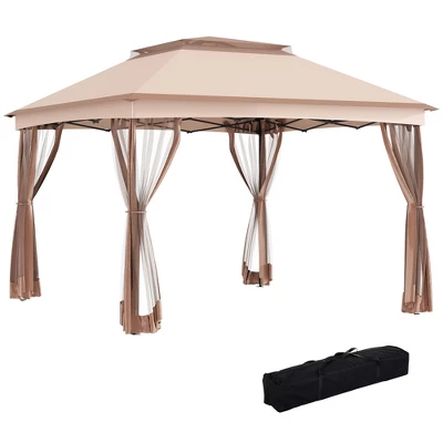 Outsunny 11' X 11' Pop Up Gazebo Outdoor Canopy Shelter With 2-Tier Soft Top, And Removable Zipper Netting, Event Tent With Large Shade, And Storage Bag For Patio, Backyard, Garden 8 Outsunny 11' X 11' Pop Up Gazebo Outdoor Canopy Shelter With 2-Tier Soft Top, And Removable Zipper Netting, Event Tent With Large Shade, And Storage Bag For Patio, Backyard, Garden - Image 6