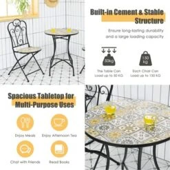 Tangkula 2PCS Outdoor Mosaic Folding Bistro Chairs Patio Chairs With Ceramic Tiles Seat And Exquisite Floral Pattern Yellow Seat -Coleman Camp Shop GUEST 301763d1 b699 42b6 8e57 b17c96df0670
