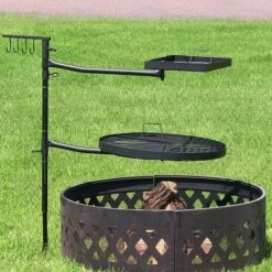 Sunnydaze Decor Sunnydaze Outdoor Camping Or Backyard Steel Adjustable Cooking Grilling Fire Pit BBQ Stake With 2 Swivel Swing Grates -Coleman Camp Shop GUEST 31cea5fa 99c3 489f b38b 3bfdddb82583
