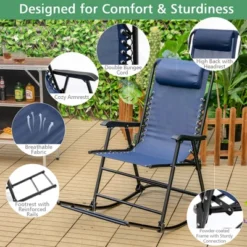 Costway Folding Zero Gravity Rocking Chair Rocker Porch Outdoor Patio Headrest Blue -Coleman Camp Shop GUEST 338a0501 2a62 4193 9b26 79dbbeb60b4d 1