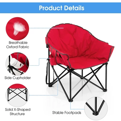 2 PCS Oversized Folding Padded Camping Moon Saucer Chair Bag Outdoor Fishing RedNavy BrownGrey 9 2 PCS Oversized Folding Padded Camping Moon Saucer Chair Bag Outdoor Fishing RedNavy BrownGrey - Image 7