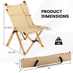 Costway Patio Folding Camping Chair Portable Fishing Bamboo Adjust Backrest W/Carry Bag -Coleman Camp Shop GUEST 39bd545f a692 496d 8aa5 1850db04b867