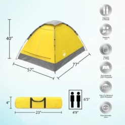 Leisure Sports 2-Person Dome Tent With Removable Rainfly And Carry Bag - Yellow -Coleman Camp Shop GUEST 3d045c87 8f9b 42b8 b760 dec57cb2f02e