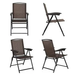 Costway 4PCS Folding Sling Chairs Steel Armrest Patio Garden Camping W/Adjustable Back -Coleman Camp Shop GUEST 3d15133c eef1 4e75 a43e f99dcabda16c