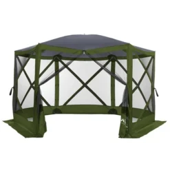 Lightspeed Outdoors Pop-Up 6-Sided Screen Shelter, Camping Gazebo, Green
