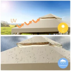 Costway Outdoor 2-Tier 10'x10' Gazebo Canopy Shelter Awning Tent Patio Garden Screw-free Structure Brown -Coleman Camp Shop GUEST 4878608c 0bb0 48ab add8 87f2e419d911