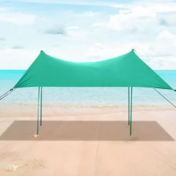 Costway Family Beach Tent Canopy W/ 4 Poles Sandbag Anchors 7'x7' UPF50+ Green -Coleman Camp Shop GUEST 4980b778 bccf 4ee5 8d37 448d87d6dd76