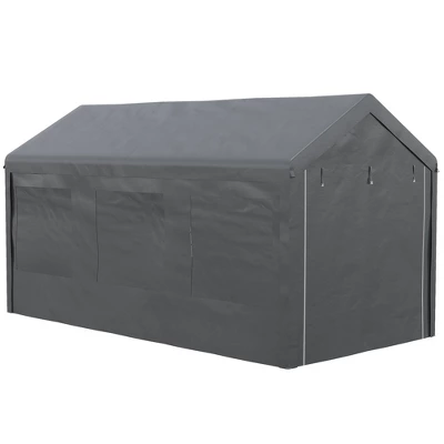 Outsunny 10' X 20' Carport & Party Tent, Height Adjustable Portable Garage With Mesh Windows For Parties, Wedding And Events 5 Outsunny 10' X 20' Carport & Party Tent, Height Adjustable Portable Garage With Mesh Windows For Parties, Wedding And Events - Image 3