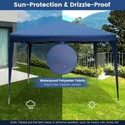Costway Patio 10x10ft Outdoor Instant Pop-up Canopy Folding Sun Shelter Carry Bag Navy/Grey/White -Coleman Camp Shop GUEST 4e4f3575 1255 4622 90e0 bcacbabed42f