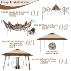 Costway 13'x13' Patio Pop-Up Gazebo Canopy Tent Portable Instant Sun Shelter Coffee -Coleman Camp Shop GUEST 505fc9a9 968b 4488 bb2f 184ab8ea578d