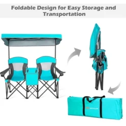 Costway Portable Folding Camping Canopy Chairs W/ Cup Holder Cooler Outdoor Turquoise -Coleman Camp Shop GUEST 50a02795 6b3a 4fd5 9f04 7b2a7877dfd9