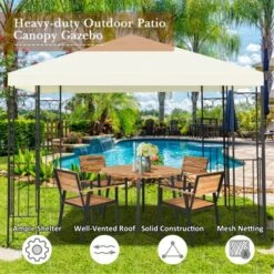 Tangkula 10'x10'Outdoor Canopy Gazebo Art Steel Frame Party Patio Large Canopy Gazebo -Coleman Camp Shop GUEST 515ee388 55fb 4fac 870f 045f269640b2