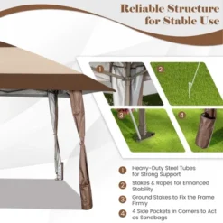 Costway 13'x13' Patio Pop-Up Gazebo Canopy Tent Portable Instant Sun Shelter Coffee -Coleman Camp Shop GUEST 53eab072 d763 4a8a 8d52 39b565e65601