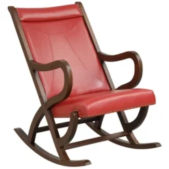 Costway Rocking Chair With PU Cushion Modern Rocker With Rubber Wood Frame Black/Red 19 Costway Rocking Chair With PU Cushion Modern Rocker With Rubber Wood Frame Black/Red -Coleman Camp Shop GUEST 5bcaf185 8dd4 4134 8590 3a602d805b99