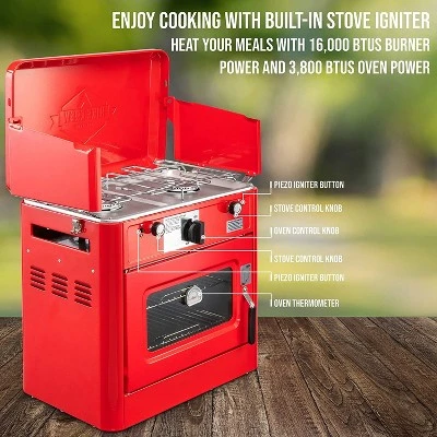 Hike Crew Portable Camping Oven With Dual Burner Propane Stove 4 Hike Crew Portable Camping Oven With Dual Burner Propane Stove - Image 2