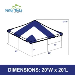 Party Tents Direct Weekender Outdoor Canopy Pole Tent, Blue, 20 Ft X 20 Ft