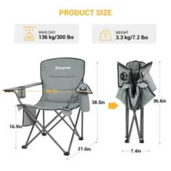 KingCamp Padded Folding Lounge Chairs With Built-In Cupholder, Insulated Cooler Sleeve, And Side Storage Pocket For Indoor & Outdoors, Grey (2 Pack) -Coleman Camp Shop GUEST 618ba23e 7d09 4b78 bee0 5ffac3dc2aaf