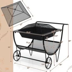 Costway Outdoor Wood Burning Fire Pit Steel Patio Stove W/ Log Storage Rack & Wheels -Coleman Camp Shop GUEST 6aa5b336 e5af 4096 8e6e 7b908bf4276a