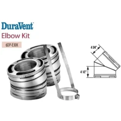 DuraVent DuraPlus 6DP-E30K 6-Inch 30-Degree Dual Layer Stainless Steel/Galvalume 360-Degree Swiveling Elbow Kit For Wood Stove Exhaust Vents, Silver -Coleman Camp Shop GUEST 6c0adb21 8b90 4b42 a283 d2640b4fc616
