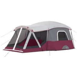 CORE Spacious 11-Person Family Outdoor Camping Cabin Tent With Screen Room, Rain Fly, Ground Stakes, And Carrying Bag, Wine (3 Pack)