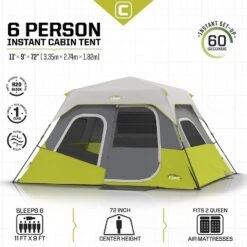 Core Equipment 11'x9' 6 Person Durable Quick Setup Camping Tent With Air Vents, Loft, Rainfly, Room Divider And Carry Bag - Red -Coleman Camp Shop GUEST 6e5e4bad 9d83 43fb ad43 ee7a3e4bc348
