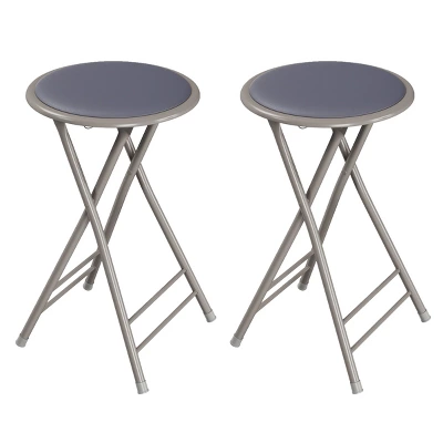 Trademark Home Heavy-Duty 24-Inch Folding Stools With Padded Seats, Gray, Set Of 2 8 Trademark Home Heavy-Duty 24-Inch Folding Stools With Padded Seats, Gray, Set Of 2 - Image 6
