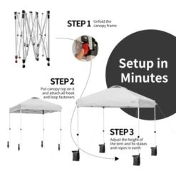 Tangkula 6.6’ X 6.6’ Pop-up Canopy Tent Outdoor Camping Sun Shelter W/ Portable Roller Bag & 4 Weight Bags Blue/ White/ Grey -Coleman Camp Shop GUEST 70d58d9f 99d5 4586 8440 52391aa8962c