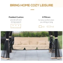 Outsunny 3 Person Patio Swing Chair, Gazebo Swing With Double Tier Canopy, Cushioned Seat, Mesh Sidewalls -Coleman Camp Shop GUEST 7308bdda 59ad 4a35 882a 8a33b6450363