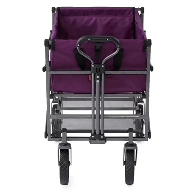 Mac Sports Double Decker Heavy Duty Steel Frame Collapsible Outdoor Utility Garden Cart Wagon With Lower Storage Shelf And 150 Pound Capacity, Purple 3 Mac Sports Double Decker Heavy Duty Steel Frame Collapsible Outdoor Utility Garden Cart Wagon With Lower Storage Shelf And 150 Pound Capacity, Purple
