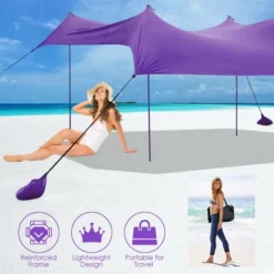 Costway Family Beach Tent Canopy W/4 Poles Sandbag Anchors 10'x9' UPF50+ Purple/Green/Blue -Coleman Camp Shop GUEST 7b91a206 e07e 4db6 bb0e 535cce8d6d1b