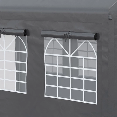 Outsunny 10' X 20' Carport & Party Tent, Height Adjustable Portable Garage With Mesh Windows For Parties, Wedding And Events 7 Outsunny 10' X 20' Carport & Party Tent, Height Adjustable Portable Garage With Mesh Windows For Parties, Wedding And Events - Image 5