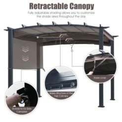 Tangkula Outdoor Retractable Pergola 10 X 10ft Patio Pergola Gazebo Sun Shade Shelter Canopy W/Heavy Duty Steel Frame For Beach -Coleman Camp Shop GUEST 822771b1 f6ae 473a ba0e 427d31214d87