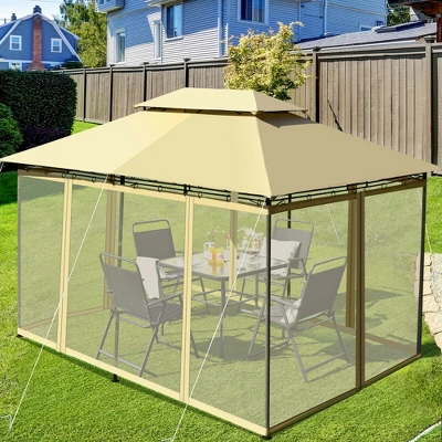 Costway 2-Tier 10'x13' Steel Gazebo Canopy Tent Shelter Patio Garden Outdoor Netting 4 Costway 2-Tier 10'x13' Steel Gazebo Canopy Tent Shelter Patio Garden Outdoor Netting - Image 2