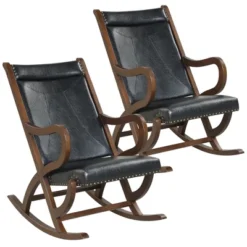 Costway Set Of 2 Rocking Chair With PU Cushion Modern Rocker W/ Rubber Wood Frame BlackRed -Coleman Camp Shop GUEST 85f09865 6d0e 43d1 ba31 0be3150bb26d