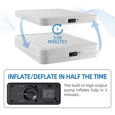 BIKAHOM Bi-ComferRaised Inflatable Mattress With Built In Air Pump, Mattress Cover And Multiple Air Chambers 4 BIKAHOM Bi-ComferRaised Inflatable Mattress With Built In Air Pump, Mattress Cover And Multiple Air Chambers - Image 2