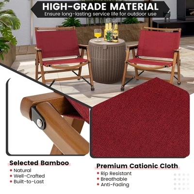 Costway Patio Folding Camping Beach Chair Portable Picnic Fishing Bamboo Frame Armrest 8 Costway Patio Folding Camping Beach Chair Portable Picnic Fishing Bamboo Frame Armrest - Image 6