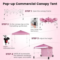 Costway 10'x10'Commercial Pop-up Canopy Tent Sidewall Folding Market Patio White/Pink -Coleman Camp Shop GUEST 9616d35d 468c 4242 af21 849d16a9c782