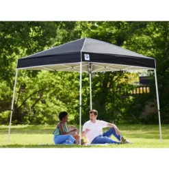 Z-Shade Angled Leg Canopy Tent With Push Button Locking System And 4 Pack Of 5 Pound Plastic Concrete Filled Leg Weight Plates, Black -Coleman Camp Shop GUEST 9677afc7 460b 40ab a877 65954fa6a6f8