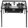 Barton Outdoor Dual Burner Grill Propane Stove High-Pressure Cooker Stand Detachable Legs, Black
